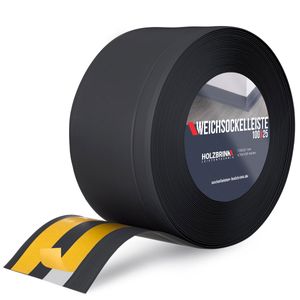 HOLZBRINK Weichsockelleiste selbstklebend Schwarz Knickleiste, Material: PVC, 100x25mm, 20 Meter