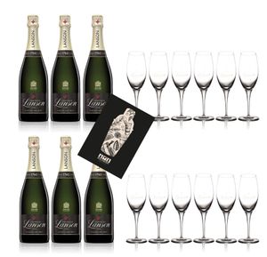 Lanson Champagner Aktion - 6x Lanson champagne Black Lable Brut 0,75L (12,5% Vol) kaufen + 12 Lanson Champagner Gläser Gratis erhalten- [Enthält Sulfite]
