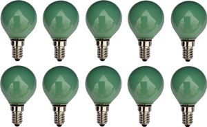 10x Glühlampe Glühbirne Kugel E14 25W 25 Watt Farbe Grün matt