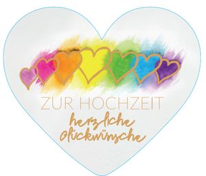 Herzkarte Zur Hochzeit herzliche Glückwünsche, 21x18cm, Danksagung, Postkarte Ansichtskarte Herz Hochzeitskarte
