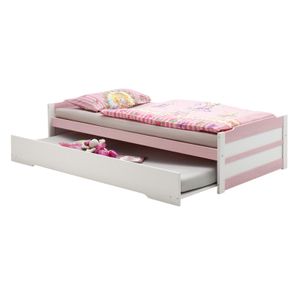 Ausziehbett LORENA weiß/rosa 90x200 cm Bett mit Stauraum Tagesbett