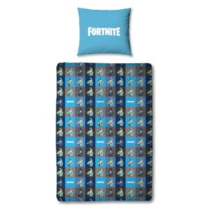 Fortnite Biber-Bettwäsche für Jungen Blau · Gaming-Bettwäsche 135x200 80x80 cm aus 100% Baumwolle · Flanell Bettwäsche mit Motiv "Lama Battle Royale" und Reißverschluss