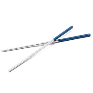 vhbw 1 Paar Essstäbchen - Chopsticks, Edelstahl, Blau, Silber