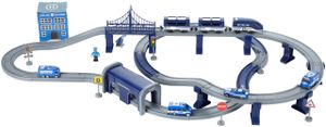 MalPlay Eisenbahn-Set | Bahnstrecke mit Hubschrauber und Autos | Rennwagen-Bahn 103 x 61 x 15 cm | Zug mit Waggons | Spielzeug für Kinder ab 3 Jahren