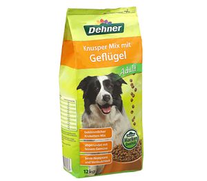 Dehner Hundefutter Knusper-Mix, Trockenfutter, für ausgewachsene Hunde, Geflügel, 12 kg