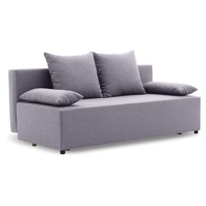 Schlafsofa SINE und Bettaksen - Couch mit Schlaffunktion - Einfaches Design - Kissen - Stoff: LUX 05 Hellgrau