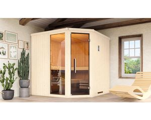 Elementsauna Weka Varberg 3 inkl. 7,5 kW Ofen u.digitaler Steuerung mit Fenster und graphitfarbeneer Ganzglastüre weiß Elementsauna Weka Varberg 3 inkl. 7,5 kW Ofen u.digitaler Steuerung mit Fenster und graphitfarbeneer Ganzglastüre weiß