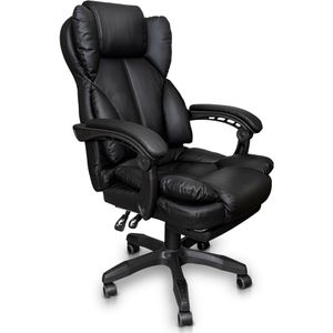 Schreibtischstuhl Bürostuhl Gamingstuhl Racing Chair Chefsessel mit Fußstütze, Farbe:Schwarz