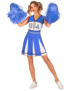 USA-Cheerleaderin Damenkostüm blau-weiß-schwarz