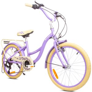 Dievčenský bicykel Detský bicykel od 6 rokov 20 palcový detský bicykel so 6-rýchlostným srdcovým bicyklom Shimano Flower Bike lavender