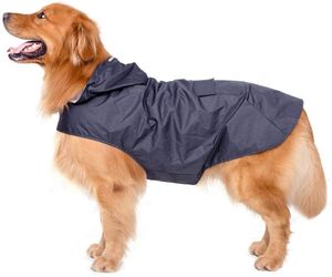 Hunde Regenmantel Wasserdicht Hundemantel Groß Gefüttert Ultraleichte Atmungsaktive Hundejacke Reflexstreifen Regenjacke Hunde Mit Kapuze 6XL Blau