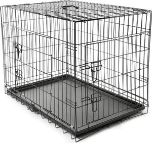 TRESKO® Klietka pre psov 91x58x64cm Kovová prepravná klietka Prepravný box pre psy do auta Prepravný box Skladacia drôtená klietka