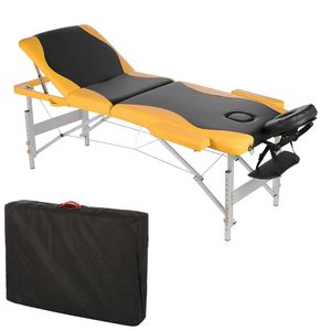 Mucola Massageliege 3 Zonen Massagebank klappbar Kosmetikliege Massagetisch mobile Therapieliege Aluminiumgestell - Schwarz / Gelb