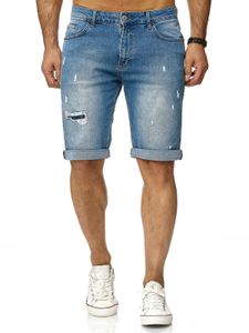 Red Bridge Herren Jeans Shorts Kurze Hose Denim Capri Distressed Basic Blau W31