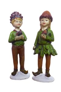 2er Set Herbst Elfe | Junge Mädchen | Dekofigur Figur |Waldelfe  Elfen Herbstelfen | Herbstdeko | 12,5 cm