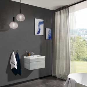 HOME DELUXE - Badmöbel-Set - WANGEROOGE Grau - Small - inkl. Waschbecken und komplettem Zubehör - Breite Waschbecken: 60 cm | Badezimmermöbel Waschtisch Badmöbelset