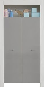 trendteam Babyzimmer Kleiderschrank Pia Weiß Melamin/Lichtgrau Melamin 94 x 186 x 54 cm