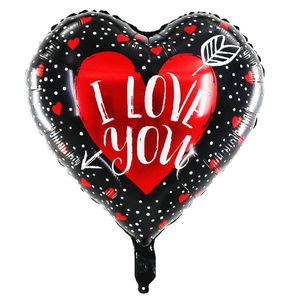 Folienballon Herz 45 cm, I love you schwarz rot