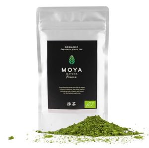 Moya Matcha Tee Pulver Grün | 100g Premium Zeremonie-Qualität | Organisch Gewachsen und Geerntet in Uji,Japan | Grüntee-Pulver Matcha | Ideal für die japanische Teezeremonie mit Wasser