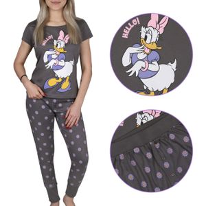 DISNEY Daisy Damen-Pyjama aus Baumwolle mit langer Hose, grau S