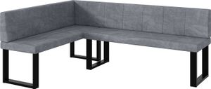 MEBLINI Eckbank für Esszimmer - Küchenbank - Essecke - Sitzecke Küche - PETER - U-Beine 142x196x87cm Links - Grau Samt
