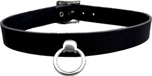 Lederhalsband blank - O-Ring - Choker - Gothic Punk Halsband aus Leder schwarz