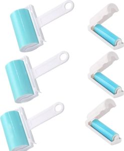 Fusselrolle Wiederverwendbarer, 6er Set Wiederverwendbare Fussel und Tierhaarrolle in 2 Größen, Abwaschbare Fusselrolle, Fussel entfernen Rollen Zubehör, Blau
