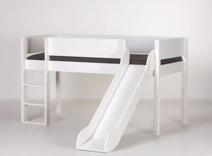 Halbhohes Bett mit Rutsche 90x200cm Weiß