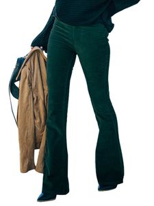 Damen Stoffhosen Baumwolle Hose Weitem Bein Chino Hosen Palazzo Pant mit Taschen Grün,Größe M