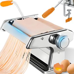Stroj na cestoviny Manuálny stroj na výrobu cestovín z Nehrdzavejúcej ocele Pastamaker Food Processor Spaghetti Ravioli Lasagne Machine Silver Retoo
