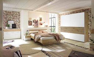 Medina/Cadiz Schlafzimmer Komplettset 2 Weiß / Artisan Eiche, Schließdämpfung:ohne Schließdämpfung