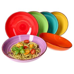 Uni bunt 6er Set Spaghetti-Teller tief 800ml 6 Pers. Schüssel Servier-Schale