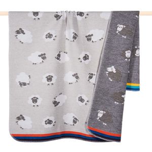 PAD Baby Decke SHEEP | Kinderdecke, Kuscheldecke mit Schaaf | Baumwolle | 2 Größen, PAD Größe:75 x 100