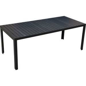 Outsunny Gartentisch, Garten Esstisch, Terrassentisch, Partytisch, Balkontisch aus Alu, Polyholz, Schwarz, 190 x 84,5 x 72 cm