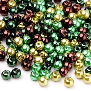 200 Glas-Perlen rund 6mm Fädelperlen Bastelperlen Glasperlen Farbmix, Farbe:Farbmix 8