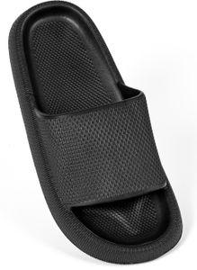Damen Badelatschen Duschlatschen leichte Badeschuhe Hauschuhe bequeme Pantoletten rutschfest Badeschlappen Saunaschuhe Schwarz 40