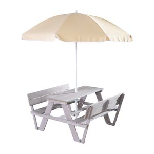 roba Kinder Outdoor+ Set Sitzgruppe ‚Picknick for 4‘, mit Rückenlehne inkl. Sonnenschirm