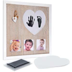 Navaris Baby Bilderrahmen mit Handabdruck und Fussabdruck - 29 x 28 x 1,2 cm Rahmen Abdruckset für Hände und Füße - Fotorahmen