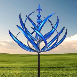 Leap Harlow Wind Spinner Rotator, einzigartige Wind Spinner Metallskulptur mit Pfahl, Garten, Rasen, Gartendekoration, Geschenk - Blue