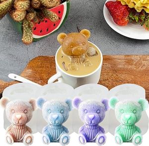 4 Stück Eiswürfelformen, Teddybär 3D Eis Silikon Form, Kaffee Milch Tee Eisformen, Eisförmchen