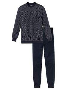 Schiesser Herren langer Schlafanzug Pyjama Lang mit Bündchen - 159620, Größe Herren:58, Farbe:dunkelblau