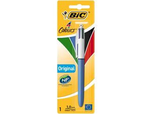 Bic 4 Farben Original Kugelschreiber Druckkugelschreiber - 1,0mm Medium Point - Tinte auf Ölbasis - blauer/weißer Schaft - 4 Farben