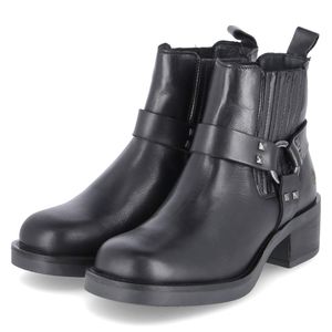 Apple of Eden Damen Chelsea Boots/ Biker Boots/ Stiefeletten BALI 1 Schwarz Glattleder Größe: 39