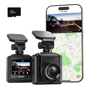 Dashcam Auto WiFi 2K Mini Vorne Autokamera, GPS-Modul,APP,IPS-Bildschirm,Ultra Nachtsicht,150°Weitwinkel,WDR,24 Std, mit 32GB SD Karte