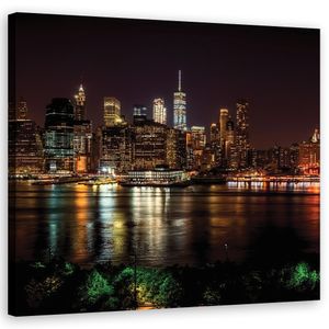 Feeby Leinwand Leinwandbilder 60x60 Platz Städte und Architektur Schwarz New York City Nacht