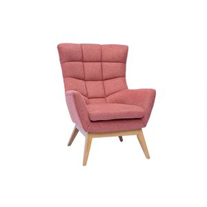 Miliboo - Skandinavischer Sessel Stoff mit Samteffekt Terracotta mit Holzfüßen BRODY