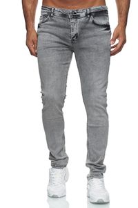 Reslad Jeans Herren Slim Fit Basic Herren-Hose Jeanshose Männer Jeans Hosen Stretch Denim RS-2091 Grau W34 / L32