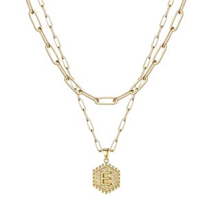 Anhänger-Halskette, wasserfest, vielseitig einsetzbar, glänzender Buchstabe, Gold-Schicht-Halskette als Geschenk-E