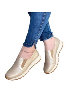 Damen Komfort Sneakers Antirutsch Walking Schuh Low Top Slip Auf Flacher Golden,Größe:EU39.5