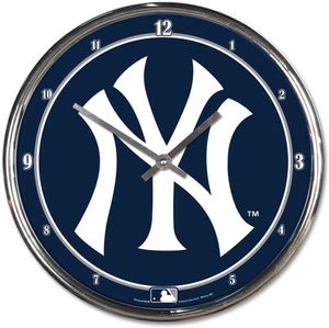 MLB New York Yankees NY Wanduhr Chrome Baseball